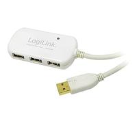 LogiLink UA0108 - Hub de 4 Puertos USB 2.0 con Cable de 10 m, Blanco
