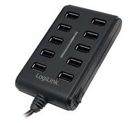 LOGILINK UA0125 - Hub USB 2.0 de 10 puertos, incl. fuente de alimentación d