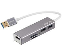 LogiLink UA0306 - Hub USB 3.0 (3 Puertos, con Lector de Tarjetas), Color Gris