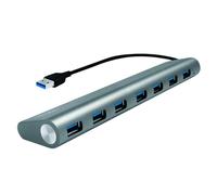 Logilink UA0308 USB 3.0 Hub for PC/Laptop, 7-Port Aluminium Case, Silver USB 3.0