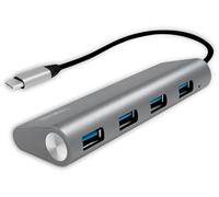 LogiLink UA0309 - Hub USB 3.1 para PC y portátil (4 Puertos, Carcasa de Aluminio), Color Plateado