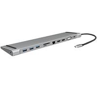 LogiLink Estación de Acoplamiento UA0373 – USB 3.2 (Gen 1), 11 puertos, PD 100 W, 2xHDMI, VGA, Negro