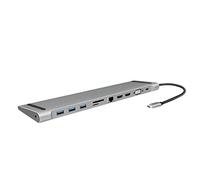 LogiLink UA0373 - Estación de Acoplamiento USB 3.2 (Gen 1) con 11 Puertos y PD (Power Delivery) 100 W, 3 Puertos USB / 2 x HDMI / 1 x VGA / 1 x Lector de Tarjetas / 1 x RJ45 / 1 x 3,5 mm/Negro,