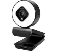 LogiLink UA0384 - Webcam (Full HD, USB, 76°, Doble micrófono, Enfoque automático, Anillo de luz, trípode)