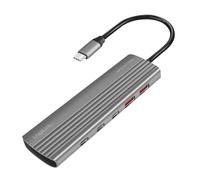 LogiLink UA0415 - Concentrador USB 3.2 Gen2 Ultra-Slim, 2 x USB-A, 8 x USB-C, con PD (Power Delivery), 100 W, Gris Espacial