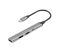 LogiLink UA0416 - Hub USB-C (USB 3.2 Gen1) de 4 Puertos en diseño Delgado, con sobrecorriente, sobretensión, protección de Corriente Trasera, Carcasa de Aluminio