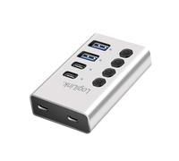 LogiLink UA0446 - Hub USB 3.2 Gen1 con 4 Puertos y Cable/Adaptador, USB Tipo A y USB Tipo C, Interruptor de Encendido/Apagado, Aluminio