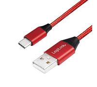 LOGILINK USB 2.0 Kabel ZU USB-C STECKER, Rot, 1,0M