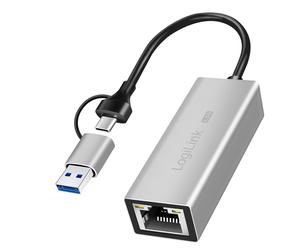 LogiLink USB-a/C auf 2,5G Ethernet Adaptador, plata