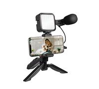 LogiLink Vlogger - Kit de 36 Luces LED con micrófono y trípode para Smartphones de 4,7 a 7", Color Negro