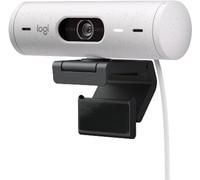Logitech Brio 500 - Cámara Web Full HD con corrección automática de luz, Modo de visualización, Cubierta de privacidad de cámara Web, Zoom, Cable USB-C, Color Blanco
