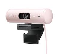 Logitech Brio 500 HD Webcam Ajuste Luz, Modo Visualización, Mics Duales con Reducción Ruido, Cubierta Privacidad Cámara Web, Admite MS Teams, Google Meet, Zoom, Cable USB-C, Webcam Streaming - Rosa