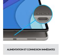 Logitech Combo Touch para iPad Pro de 12,9 Pulgadas (5ª y 6ª generación: 2021,2022) Teclado Desmontable con retroiluminación con Soporte, Clic en Cualquier Lugar, Touchpad, Smart Connector, French