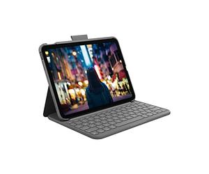Logitech Delgado Folio Teclado Funda - FRA AZERTY | Teclado inalámbrico Bluetooth incorporado, teclado francés AZERTY - Grafito