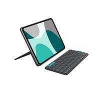 Logitech Flip Folio, funda con teclado para iPad Pro de 11 pulgadas (M4) y iPad Air de 11 pulgadas (M2 y M3) (5ª generación - 2024) - Funda con teclado Bluetooth protectora y plegable - Grafito,QWERTZ