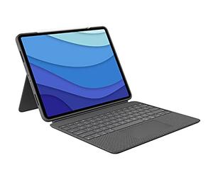 Logitech Funda con teclado Combo Touch para iPad Pro de 12,9 pulgadas (5.ª generación - 2021), teclado retroiluminado desmontable con soporte, panel táctil para hacer clic en cualquier lugar, conector inteligente, diseño QWERTY en inglés británico, gris