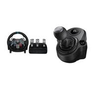 Logitech G G29 Volante y Pedales de Carrera, Force Feedback, para PS5, PS4, PC y MAC y Palanca de Cambio para Volante, 6 Velocidades, Marcha Atrás a Presion, Acero y Cuero auténtico