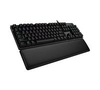 Logitech G513 Teclado Gaming Mecánico con Reposamuñecas, RGB LIGHTSYNC, Teclas GX-Táctil Marrón, Aleación de Aluminio, Teclas F Personalizables, Paso de USB, Disposición QWERTY ES, Carbón y Negro