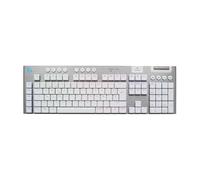 Logitech G G915 X LIGHTSPEED Teclado para gaming inalámbrico de perfil bajo, teclas de PBT de doble moldeado, elegante acabado en aluminio, interruptores táctiles marrones GL,PC/Mac,QWERTY US - Blanco
