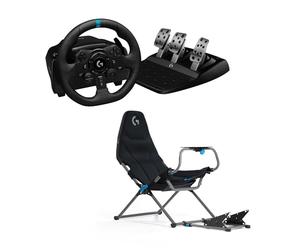 Logitech G G923 Volante de carreras y pedales, TRUEFORCE Force Feedback + Playseat Challenge X, Edition - For PS5, PS4, PC, Mac - Negro