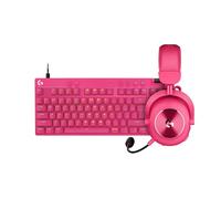 Logitech G Pro X TKL Rapid US INT'L QWERTY + G Pro X 2 Lightspeed - Magenta | Interruptores analógicos magnéticos, Rapid Trigger, RGB personalizable y auriculares con transductores de grafeno de 50 mm