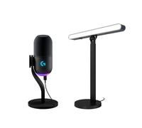 Logitech G Yeti GX, micrófono dinámico para gaming RGB y Litra Beam LX, luz principal de doble cara para streaming, kit de micrófono y luz de streaming para gaming, RGB LIGHTSYNC, PC/Mac, Negro