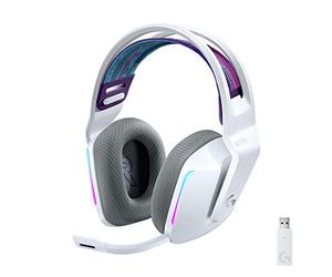 Logitech G733 Lightspeed Auriculares con Micrófono Inalámbricos | Para Gaming, con Diadema con Suspensión, LIGHTSYNC RGB, Tecnología de Micrófono Blue VO!CE, Ligeros, 29h de batería - Blanco