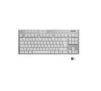 Logitech G915 Lightspeed TKL Teclado Gaming Mecánico Inalámbrico con Teclas GL-Táctil de bajo Perfil, LIGHTSYNC RGB, Diseño Ultra Delgado, 40 Horas duración de Batería, Disposición QWERTY US - Blanco