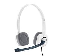 Logitech H150 Auriculares con Cable, Sonido Estéreo con Micrófono Giratorio, Dos Clavijas de Conexión Jack 3,5mm, Controles Integrados, PC/Mac/Portátil, Blanco