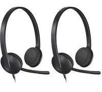 Logitech H340 Auriculares con Cable, Sonido Estéreo con Micrófono con Supresión de Ruido, USB, PC/Mac/Portátil/Chromebook - Negro (Paquete de 2)