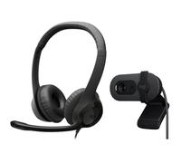 Logitech H390 Auriculares Estéreo con Micrófono con Supresión de Ruido USB-C + Brio 100 Webcam FullHD