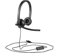 Logitech Auriculares H570e con cable – Micrófono con supresión de ruido, USB, controles y LED, Negro