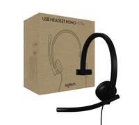 Logitech H570e, auriculares USB con micrófono para PC y Mac, auriculares con cable USB-C mono, cancelación de ruido y controles integrados en el cable, para Microsoft Teams, negro