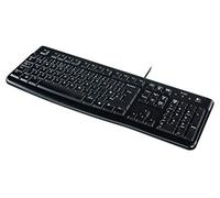 Logitech K120 Teclado con Cable para Windows, Tamaño Normal, Resistante a Líquido, Barra Espaciadora Curvada, PC/Portátil, Disposición Turca, Negro