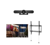 Logitech Logitech MeetUp Webcam + LG Pantalla de TV 55” Serie UN640S + Soporte de pared fijo Cámara 4k de 120° con monitor profesional de 55" con Bluetooth ,