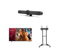 Logitech Logitech Rally Bar Graphite + LG Pantalla de TV 75” Serie UN640S + Soporte de pie Neomounts FL50-540BL1 Barra de video "todo en uno" para PC sin
