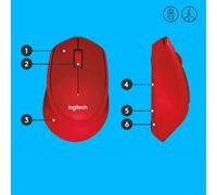 Logitech M330 Silent Plus Ratón mano derecha RF inalámbrico Mecánico 1000 DPI Rojo