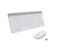 Logitech MK470 Combo de teclado y ratón inalámbrico delgado para Windows, 2.4GHz USB Unificando Receptor USB, perfil bajo, silencioso, larga duración de la batería, ratón óptico, PC/portátil, diseño de QWERTY UK - Blanco