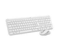 Logitech MK950 Signature Slim (Blanco) | Teclado y ratón inalámbricos, clics discretos, uso de 3 dispositivos, Bluetooth, multisistema, Windows, Mac, QWERTY ESP