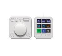 Logitech MX Creative Console, keypad programable | 9 teclas LCD personalizables, dial de control para diseño gráfico, vídeo, foto. Adobe, Zoom, Spotify - Gris Pálido