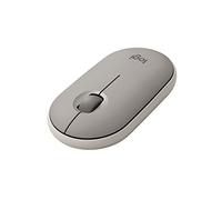 Logitech Pebble Ratón inalámbrico con Bluetooth o receptor 2.4 GHz, silencioso, ratón delgado, clics silenciosos para ordenador portátil, bloc de notas, iPad, PC y Mac, Arena