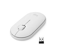 Logitech Pebble ratón inalámbrico con Bluetooth o Receptor de 2,4 GHz | Silencioso, estilizado ratón de ordenador, clics discretos, para portátil/notebook/iPad/PC/Mac/Chromebook - Blanco
