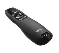 Logitech R400 Presentador Inalámbrico, 2,4 GHz con Receptor USB, Puntero Láser Digital Rojo, Distancia de 30 Metros, 6 Botones, Controles Intuitivos , Indicador de Batería, Compatible con PC - Negro