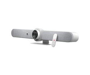 Logitech Rally Bar: sistema de videoconferencia, resolución de vídeo 4K, 2 altavoces, 6 micrófonos, certificado para Microsoft Teams y ZOOM , blanco