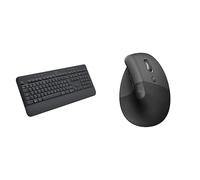 Logitech Signature K650 Teclado Inalámbrico Completo con Reposamanos, PC/Windows/Mac, QWERTY ESP, Lift Ratón Ergonómico Vertical, Inalámbrico, Bluetooth o Receptor Botones