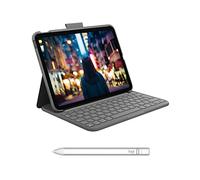 Logitech Slim Folio funda con teclado para iPad (10.a generación) teclado inalámbrico, Logitech Crayon (USB-C) lápiz digital, todos los iPads (versiones de 2018, posteriores), QWERTY ESP - Gris