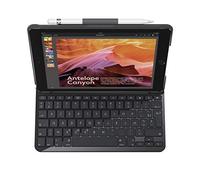 Logitech Slim Folio Funda para iPad con Teclado Bluetooth, iPad 5a & 6a Generation (A1893, A1954, A1822, A1823), 14 Teclas de Acceso Directo de iOS, Batería, Disposición AZERTY, Francés