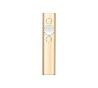 Logitech Spotlight Presentador Inalámbrico, 2.4 GHz y Bluetooth, Receptor USB, Puntero Láser Digital, Distancia de 30 Metros, Cronometro, PC/Mac/Android/iOS, Dorado/Blanco