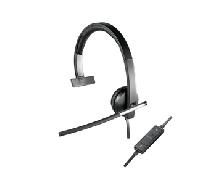 Logitech H650e Auriculares con Cable, Auricular Mono con Micrófono con Supresión de Ruido, USB, Controles Integrados, Indicador Led, PC/Mac/Portátil, Negro