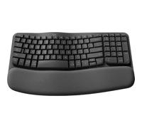 Logitech Wave Keys for Business, Teclado ergonómico inalámbrico con reposamanos Acolchado - Grafito, Disposición QWERTZ Alemán